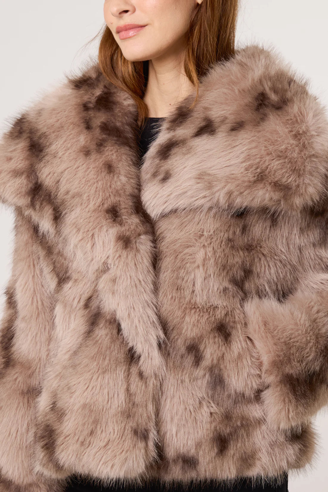 Mocha faded faux fur coat
