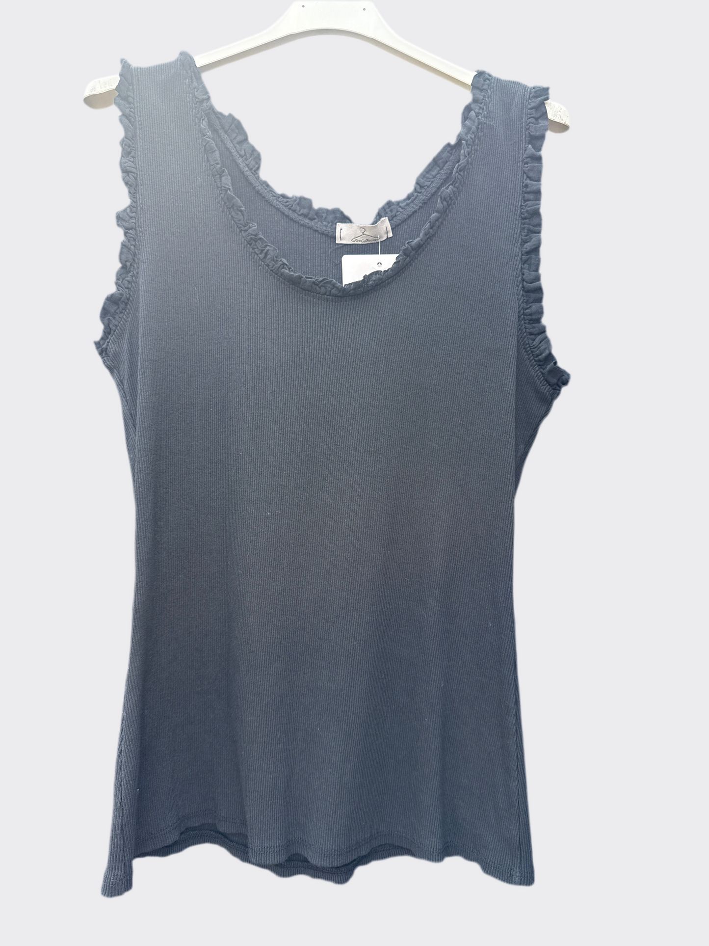 Frill hem ribbed cotton vest