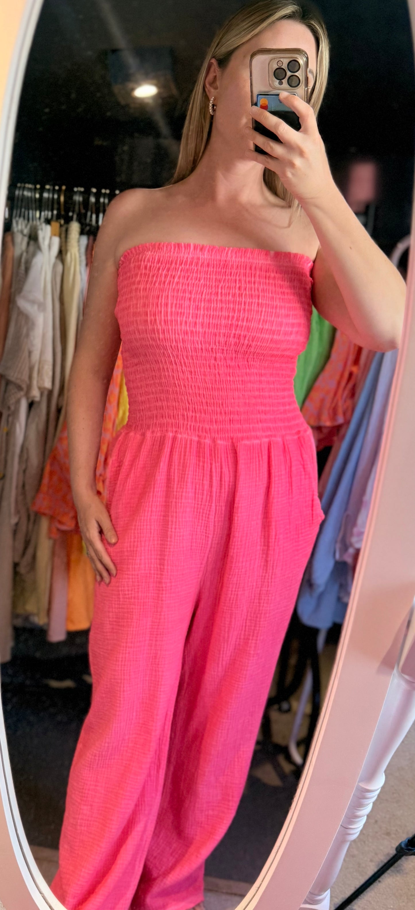 Neon acid wash cheesecloth jumpsuits