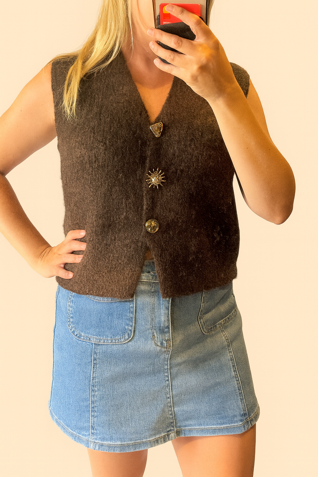 Alice knit vest with detailed buttons
