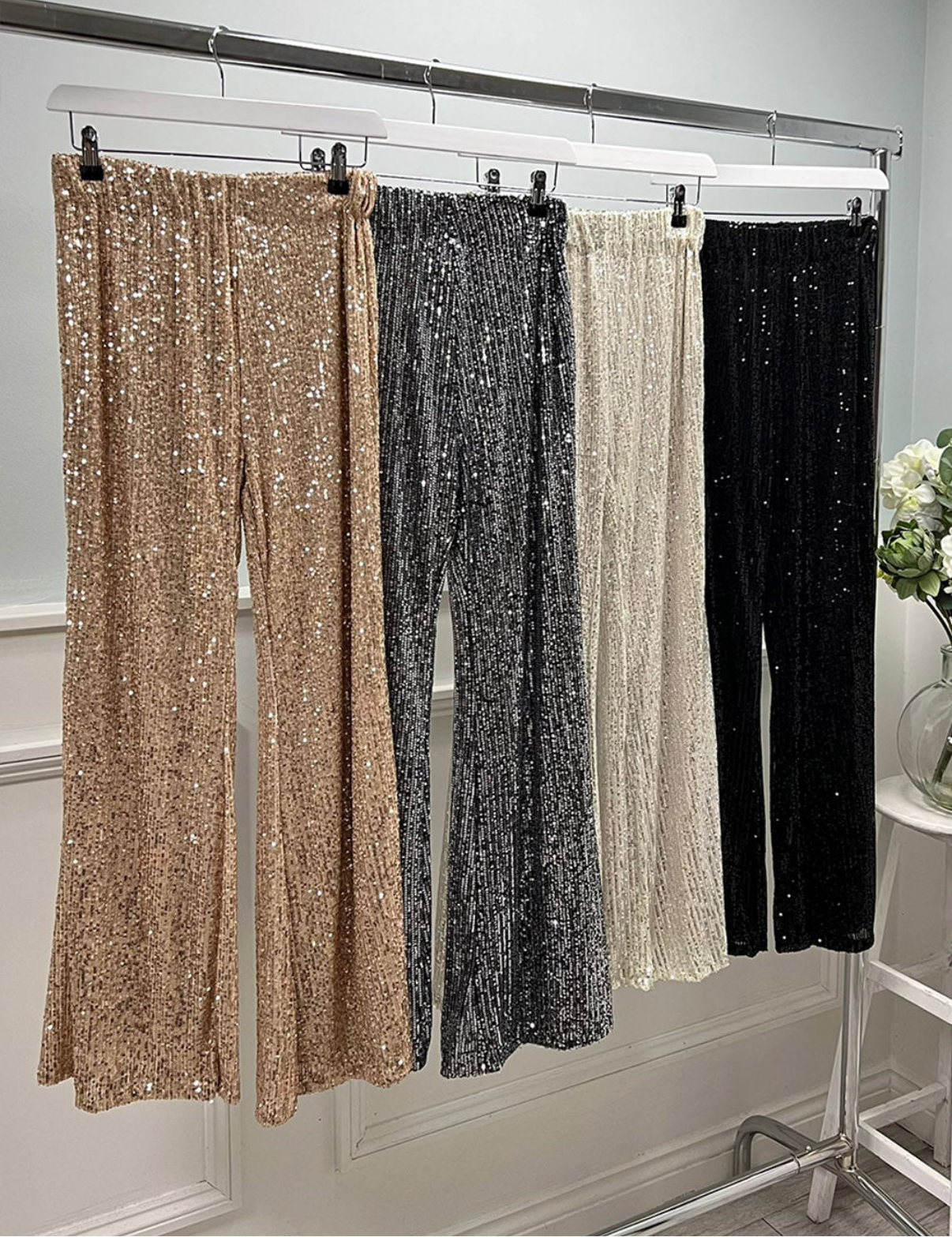 Sequin flared trousers