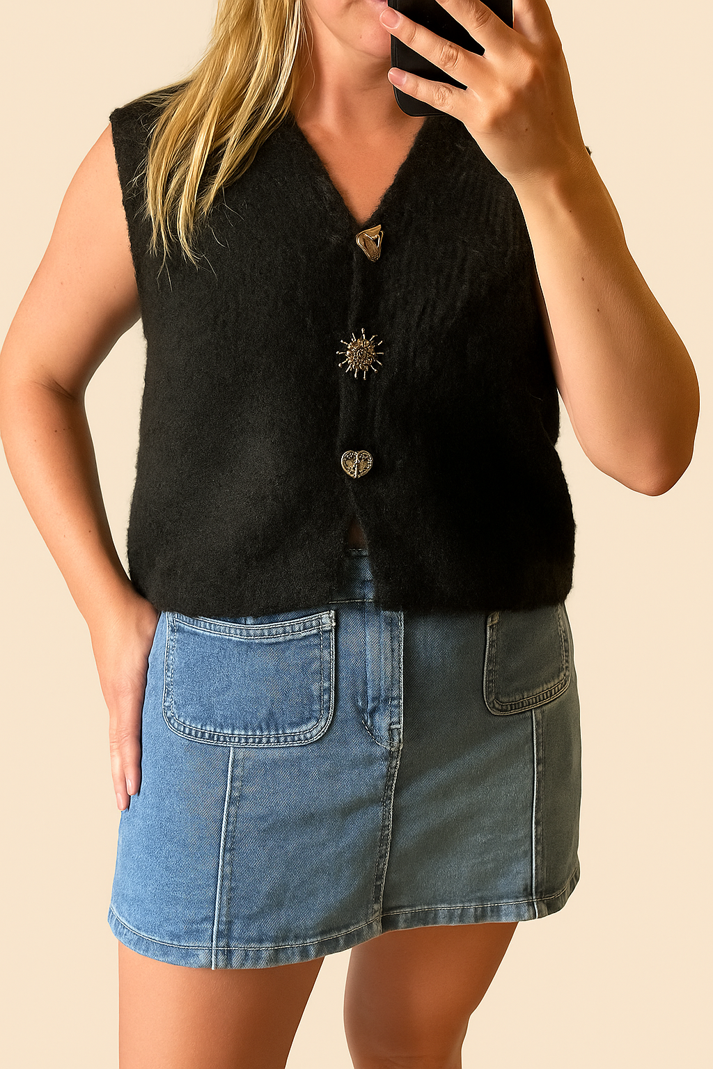 Alice knit vest with detailed buttons