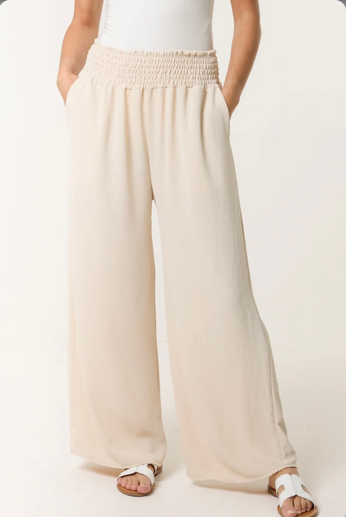 Elasticated waist wide leg pocket trousers