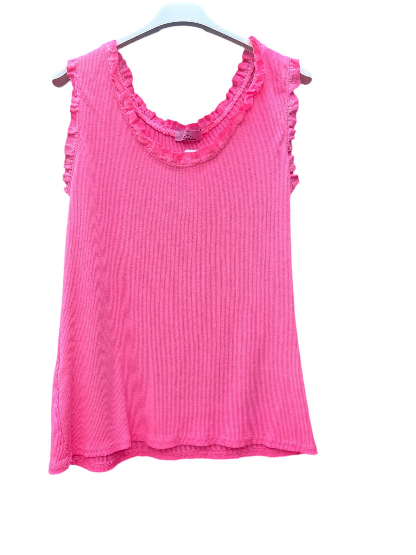 Frill hem ribbed cotton vest