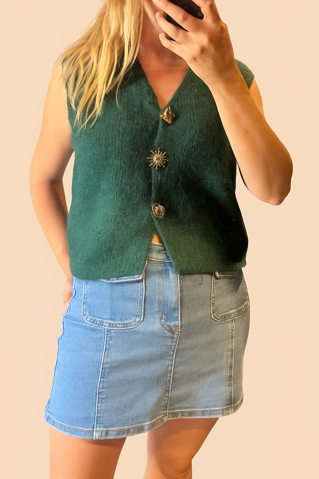 Alice knit vest with detailed buttons