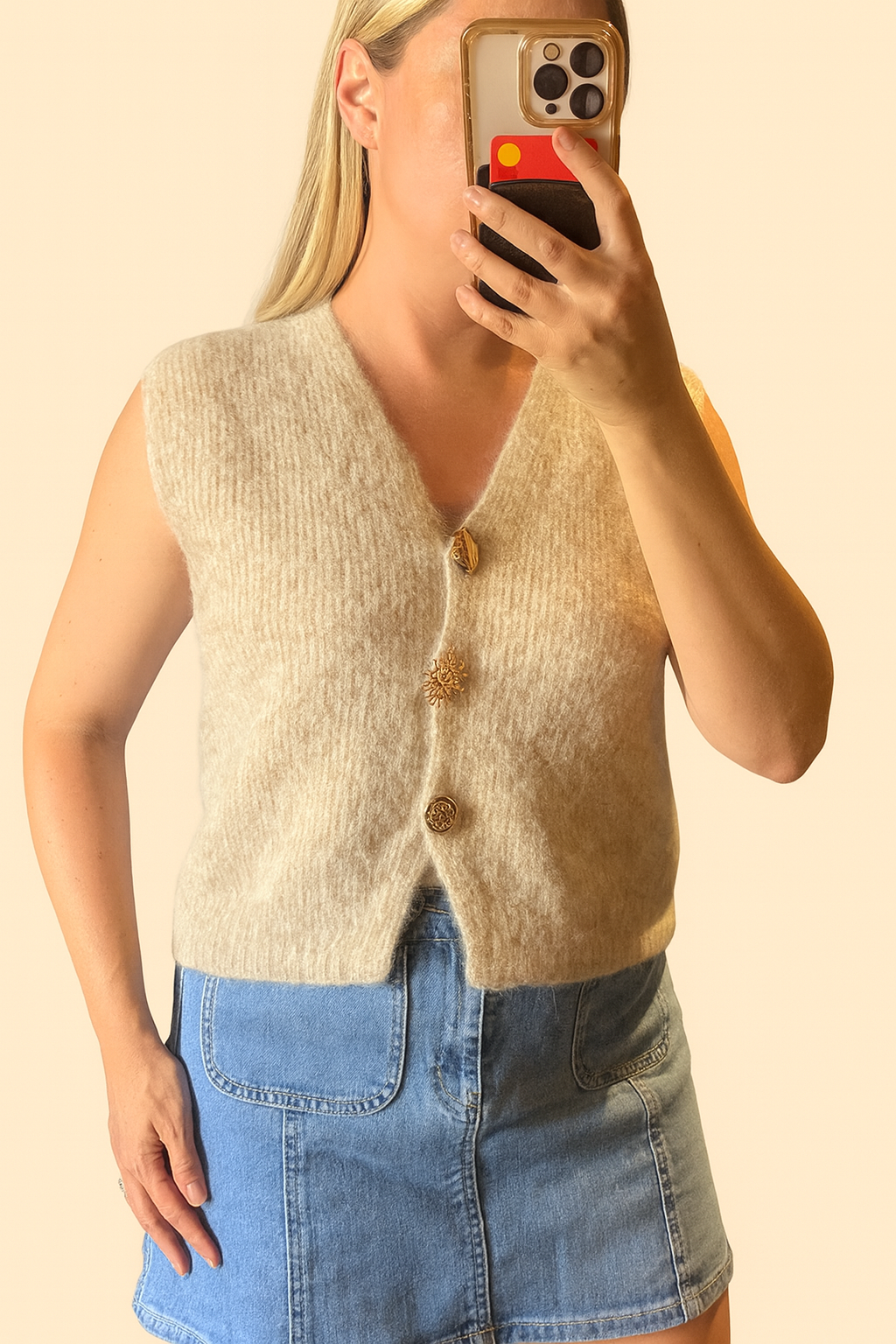 Alice knit vest with detailed buttons
