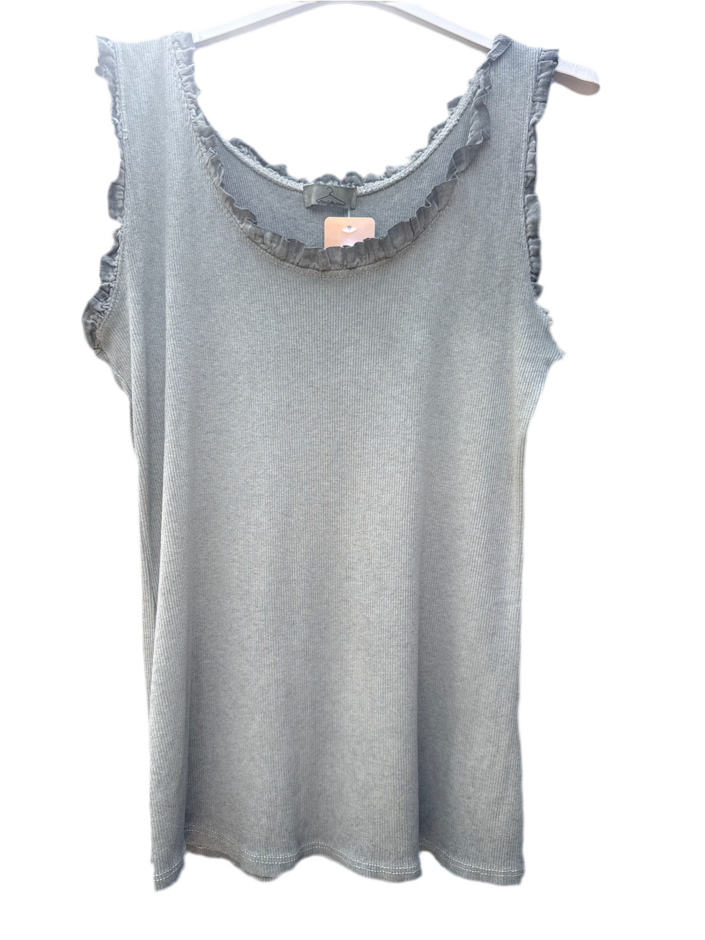 Frill hem ribbed cotton vest
