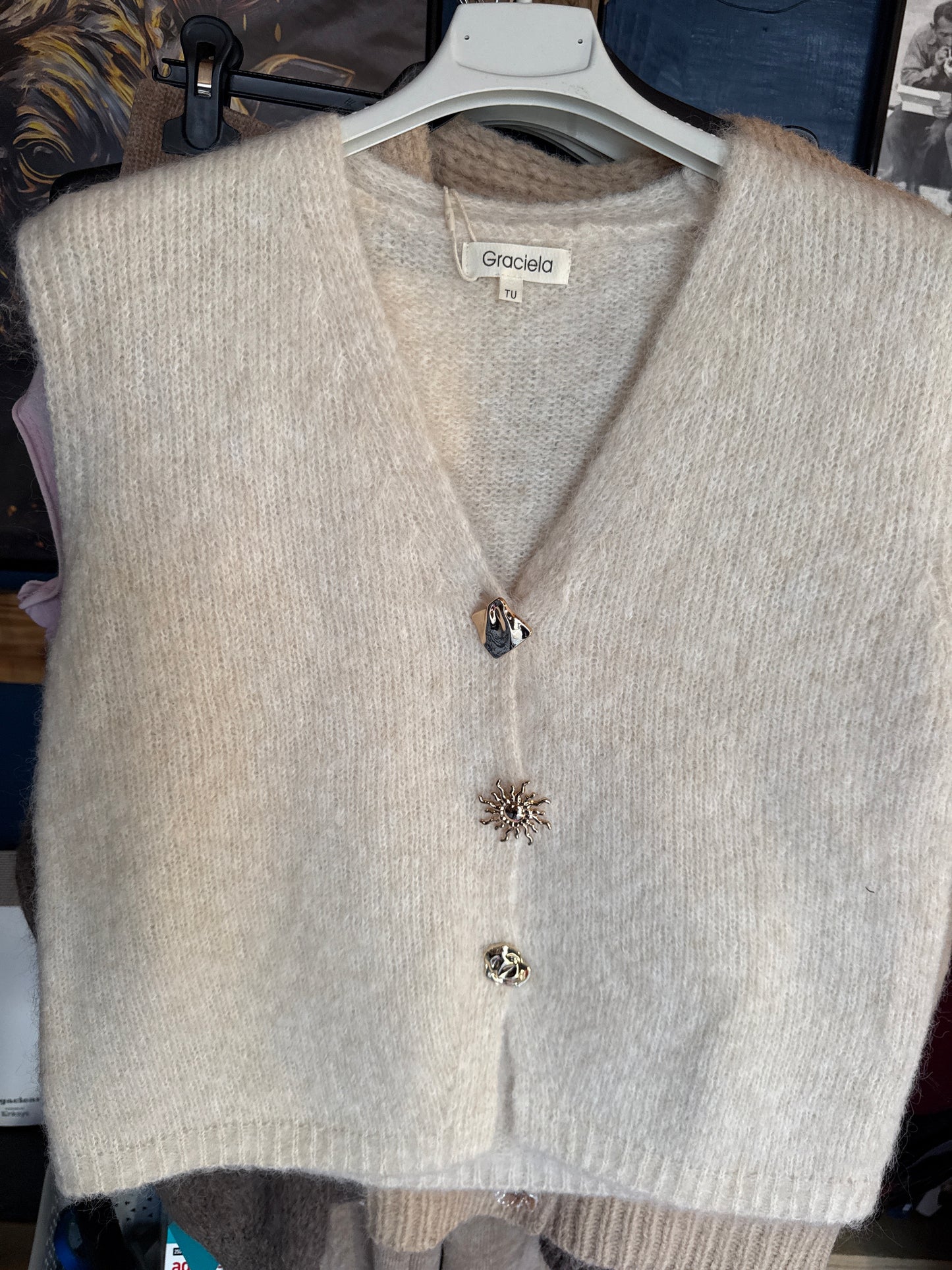 Alice knit vest with detailed buttons