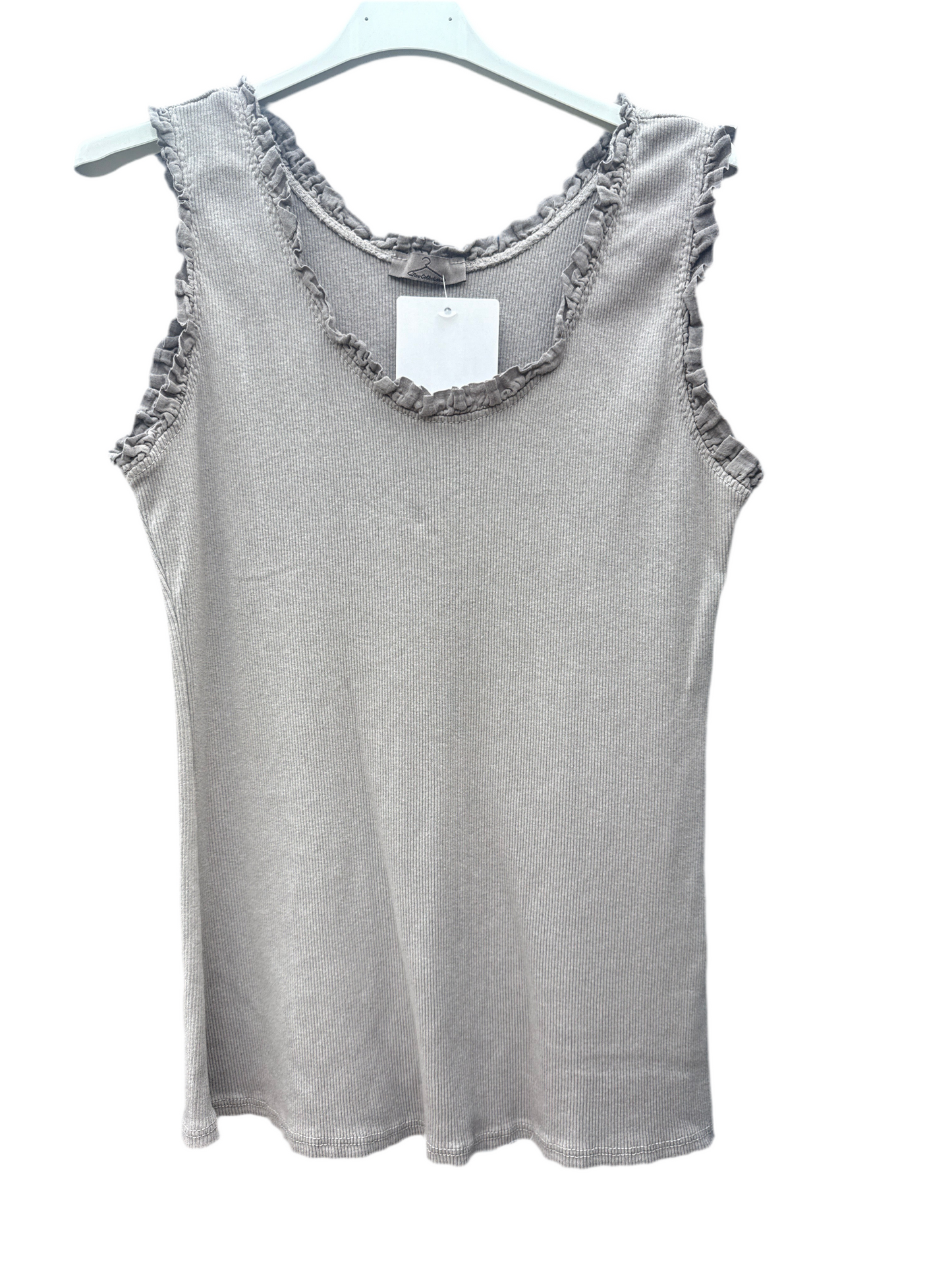 Frill hem ribbed cotton vest