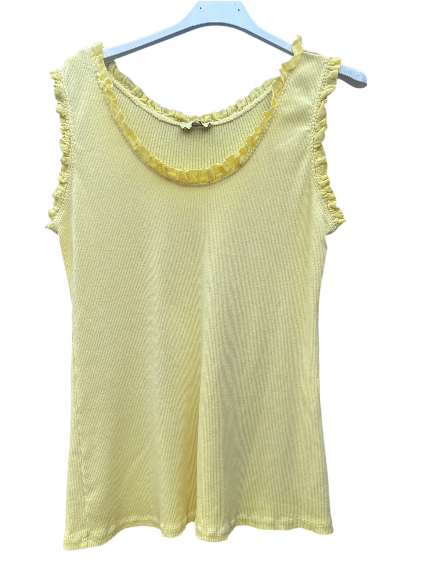 Frill hem ribbed cotton vest