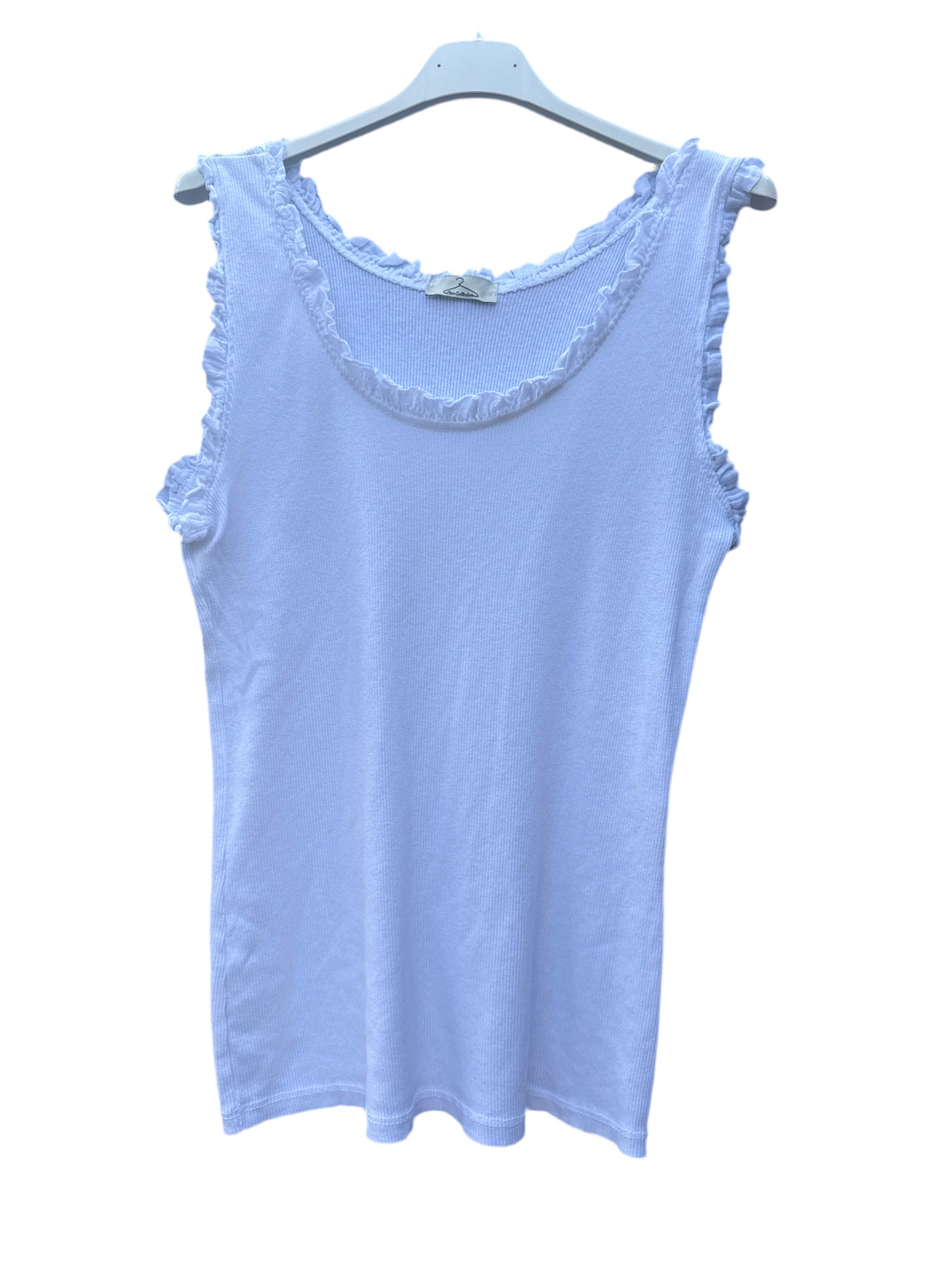 Frill hem ribbed cotton vest