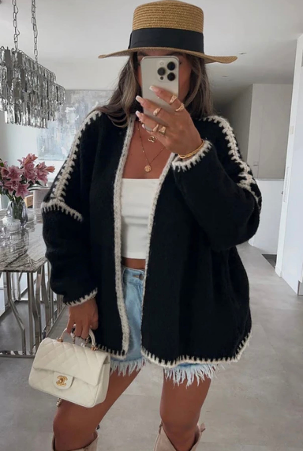 Ellese contrast knitted cardigan
