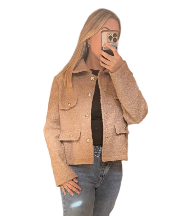 Becca boucle style jacket-stone