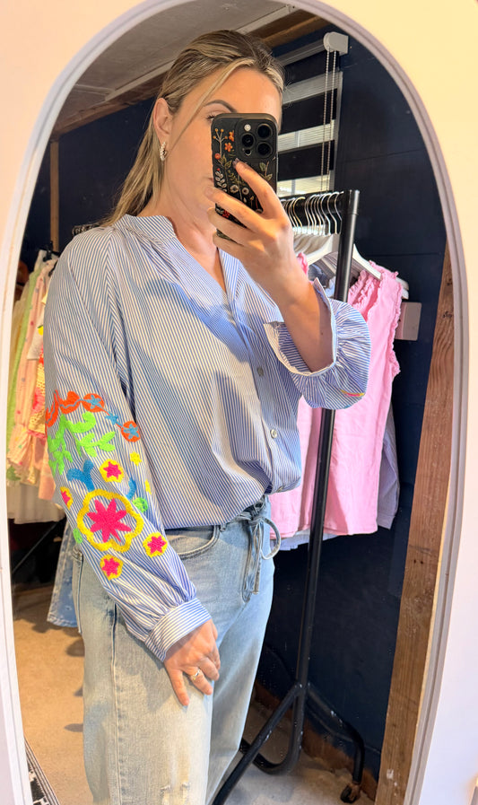 Bright Bloom Stripe Shirt