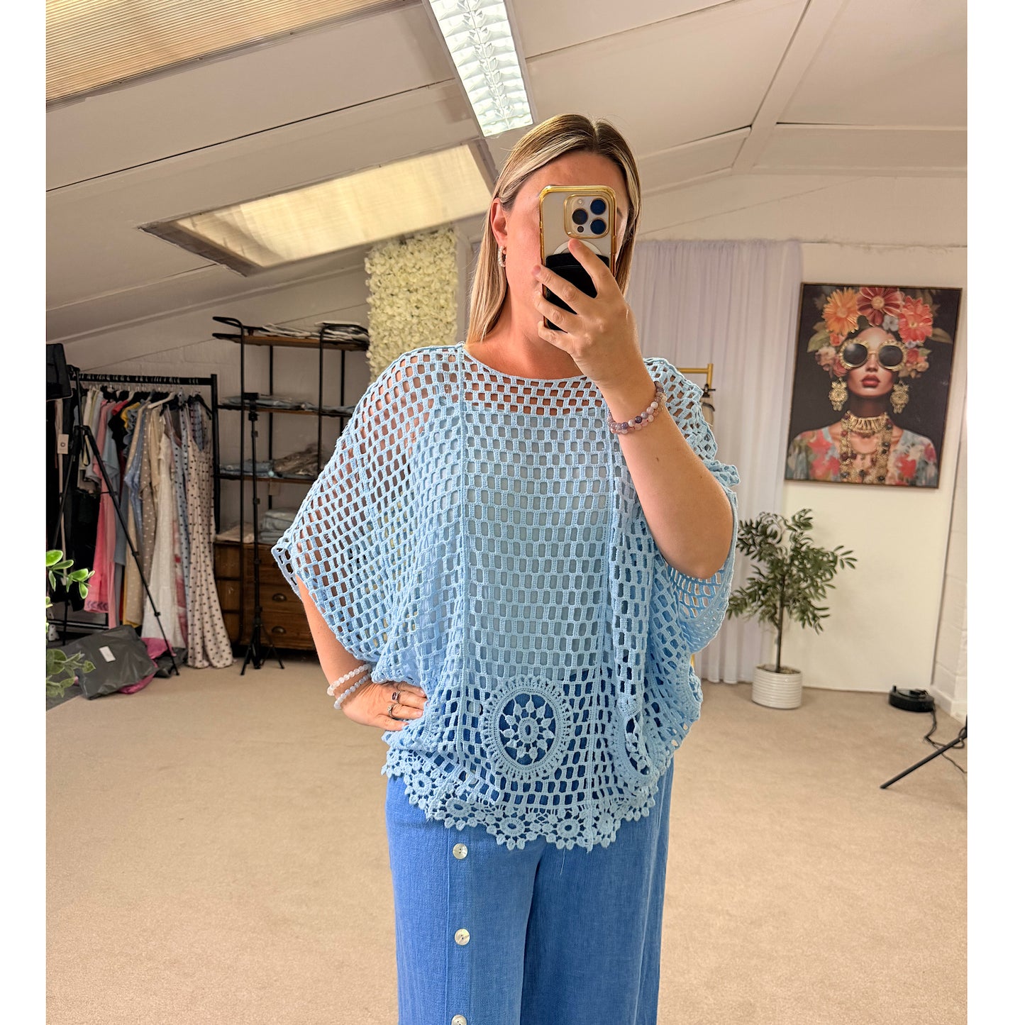 Crochet batwing top with vest