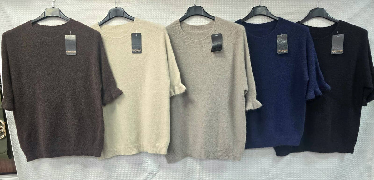 Baby Alpaca Wool Blend Frill Sleeve Top