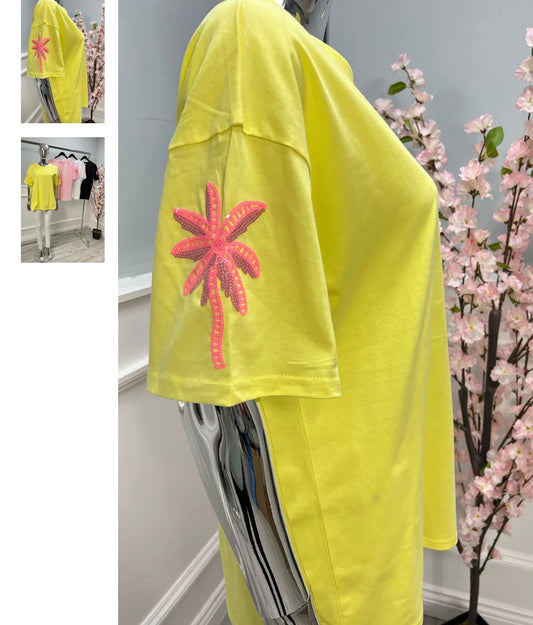 Embroidered sleeve t-shirt