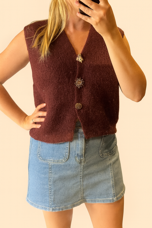 Alice knit vest with detailed buttons