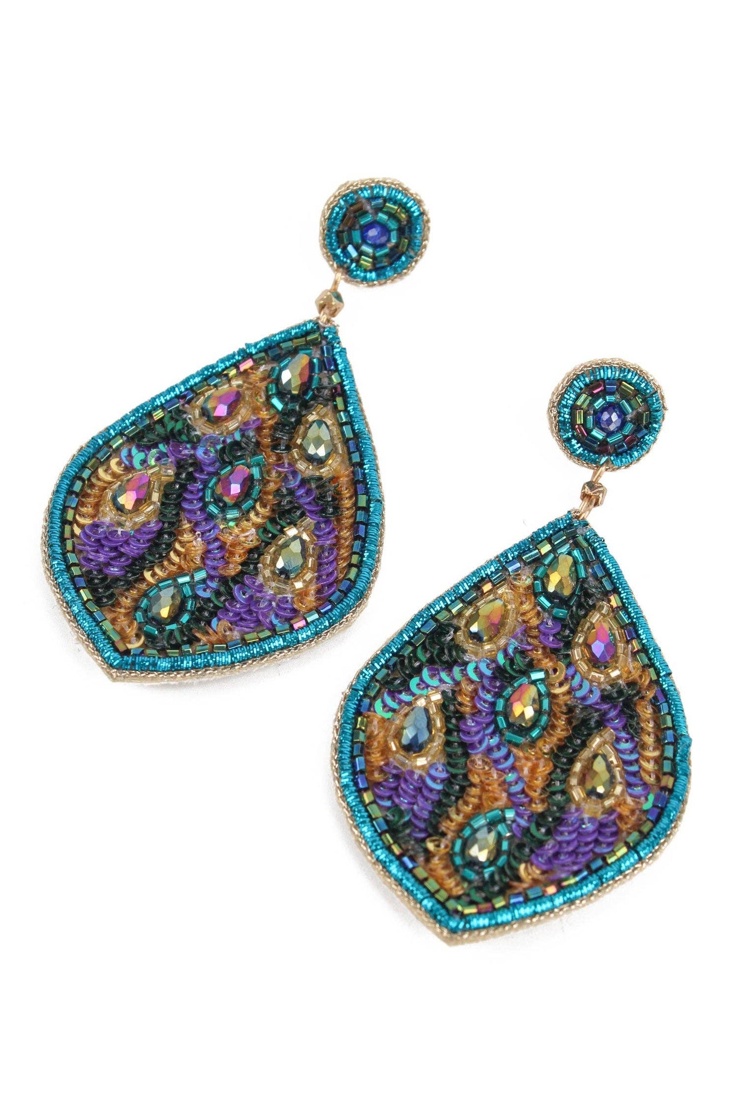 BLUE PEACOCK TEARDROP EARRINGS