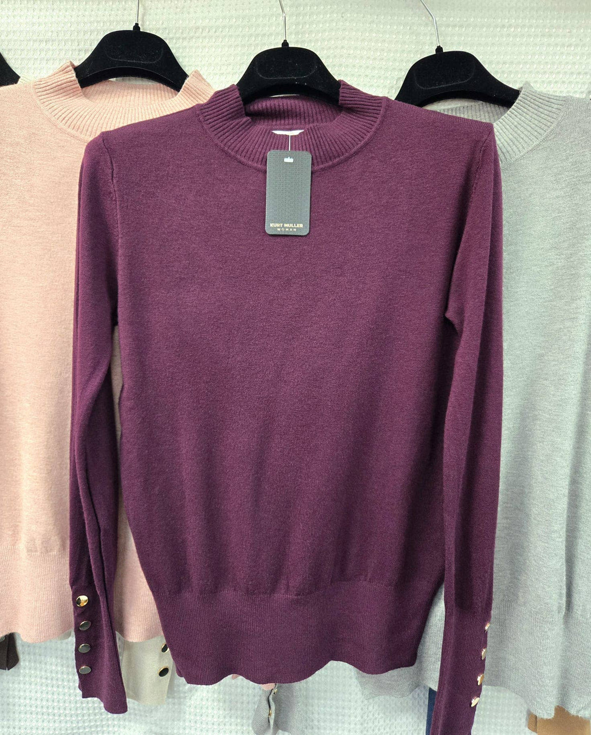 Long sleeeved Gold Button Turtle Neck Fine Knit tops