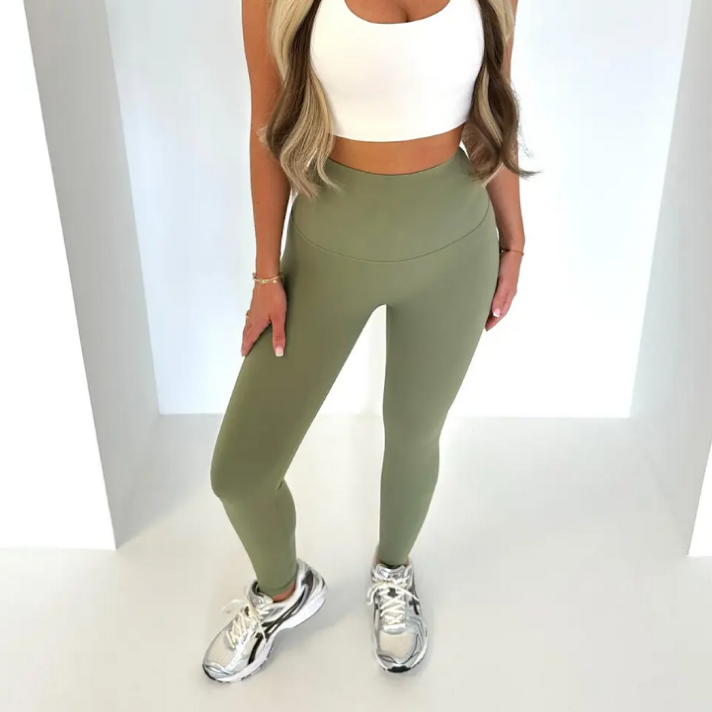 Khaki high waisted energy pants