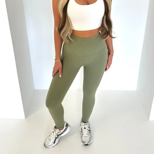 Olive green high waisted energy pants yu&me