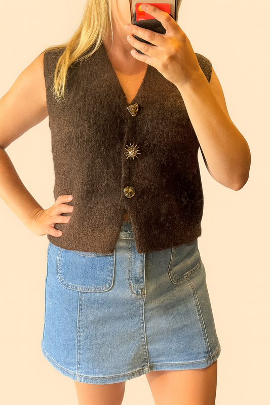 Alice knit vest with detailed buttons