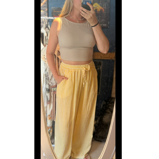 Seaside Soul Striped Linen Trousers pastel colours