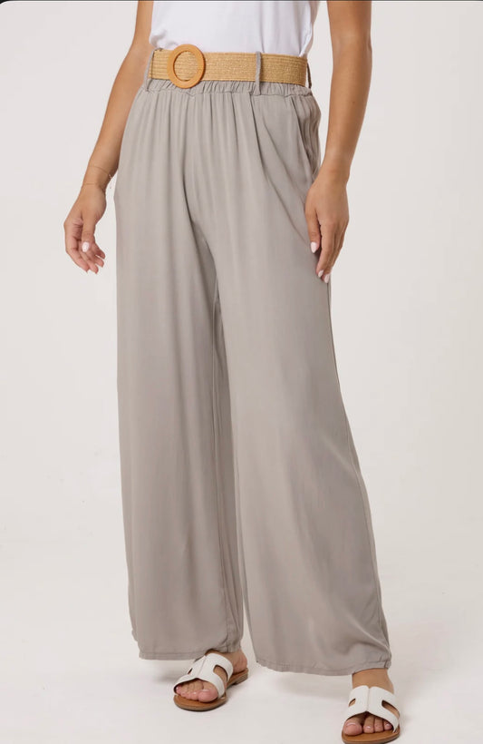 Belted soft touch wide leg trousers