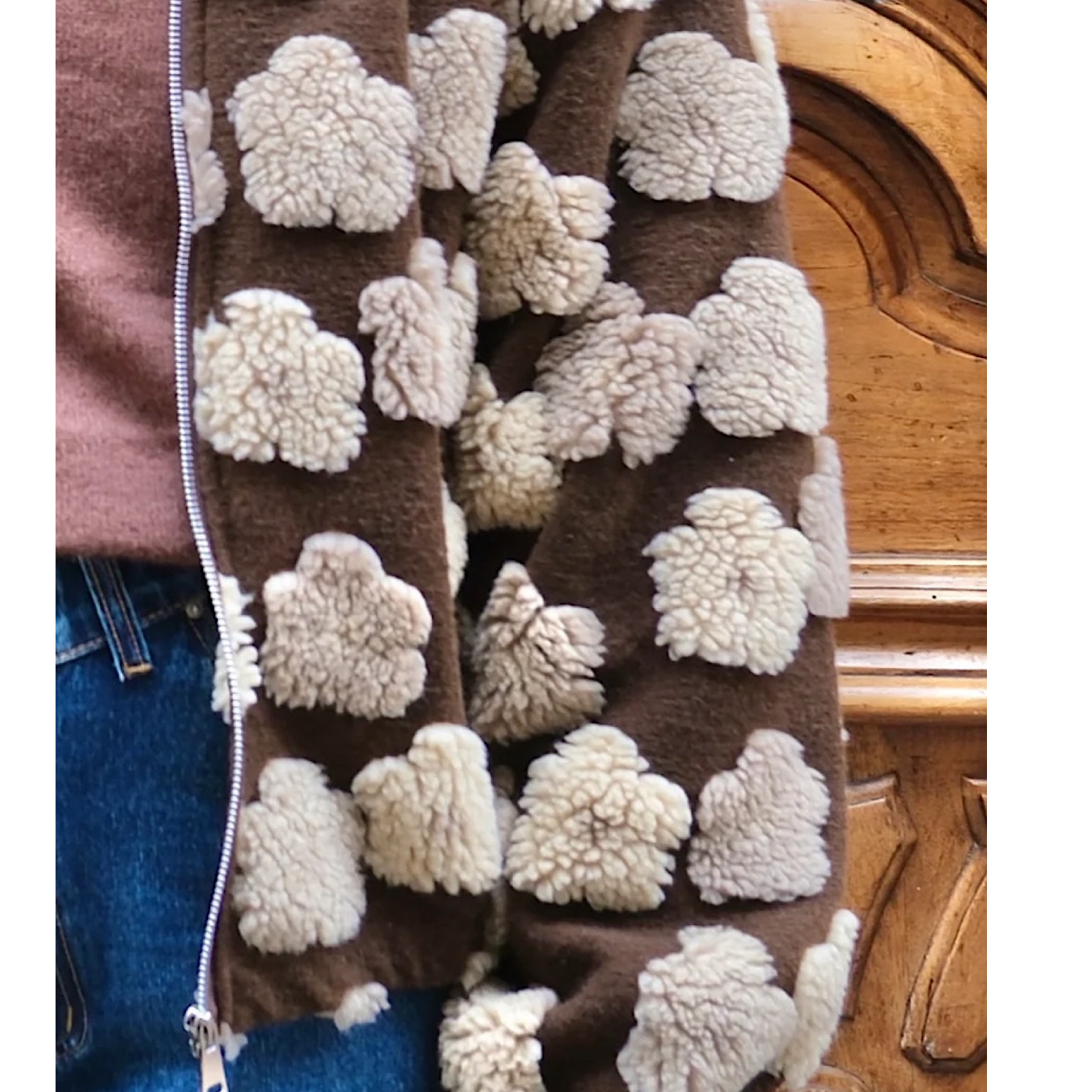 Flower shearling jacket