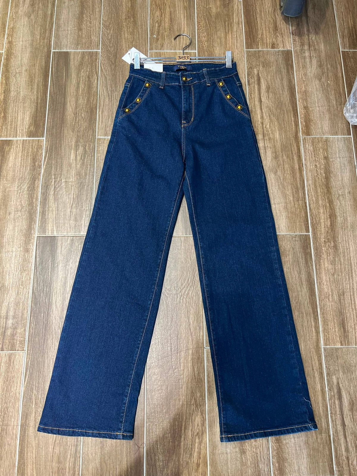 Premium Wide Leg Gold Side Button Voggo Jeans