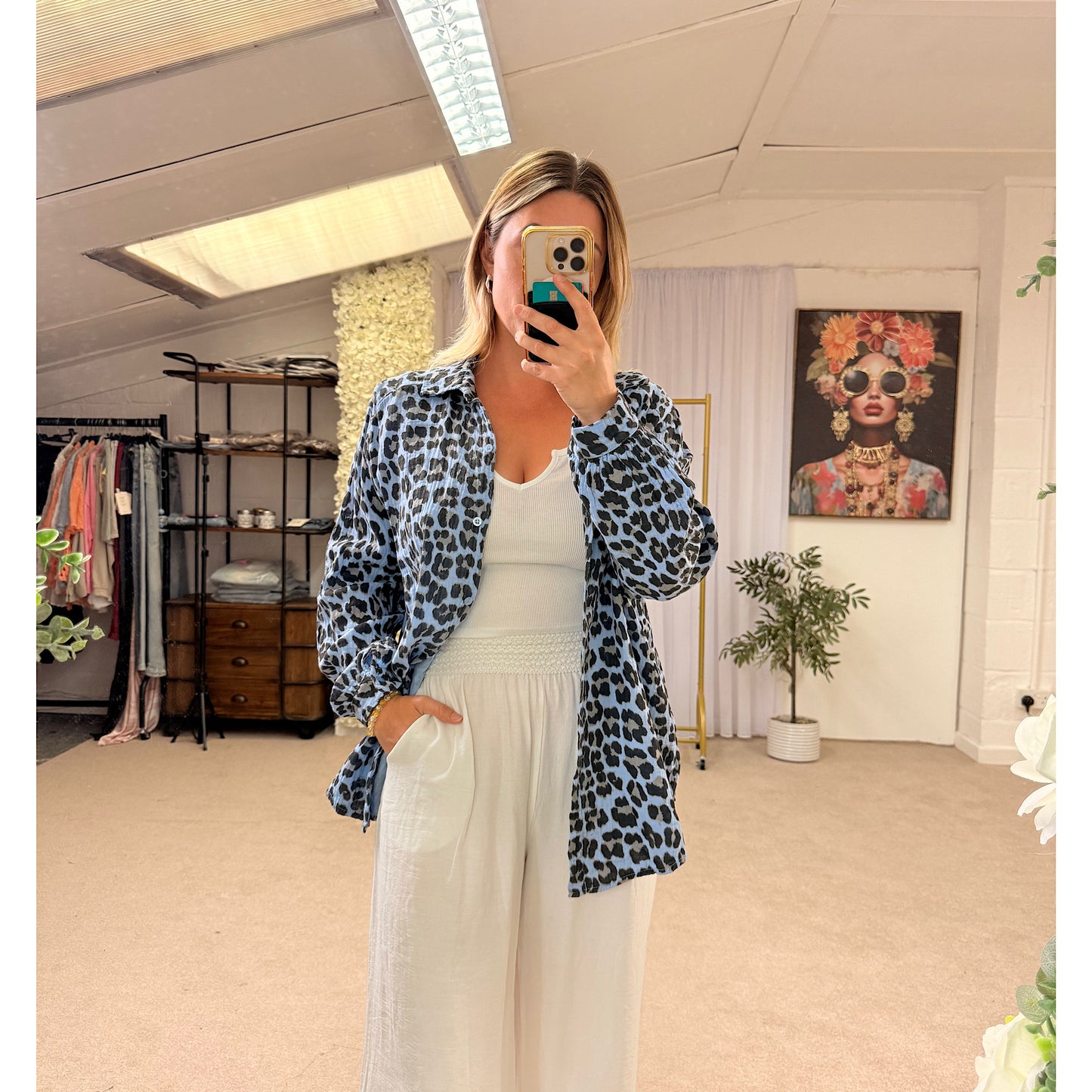 Sky Leopard Cheesecloth Shirt ⭐