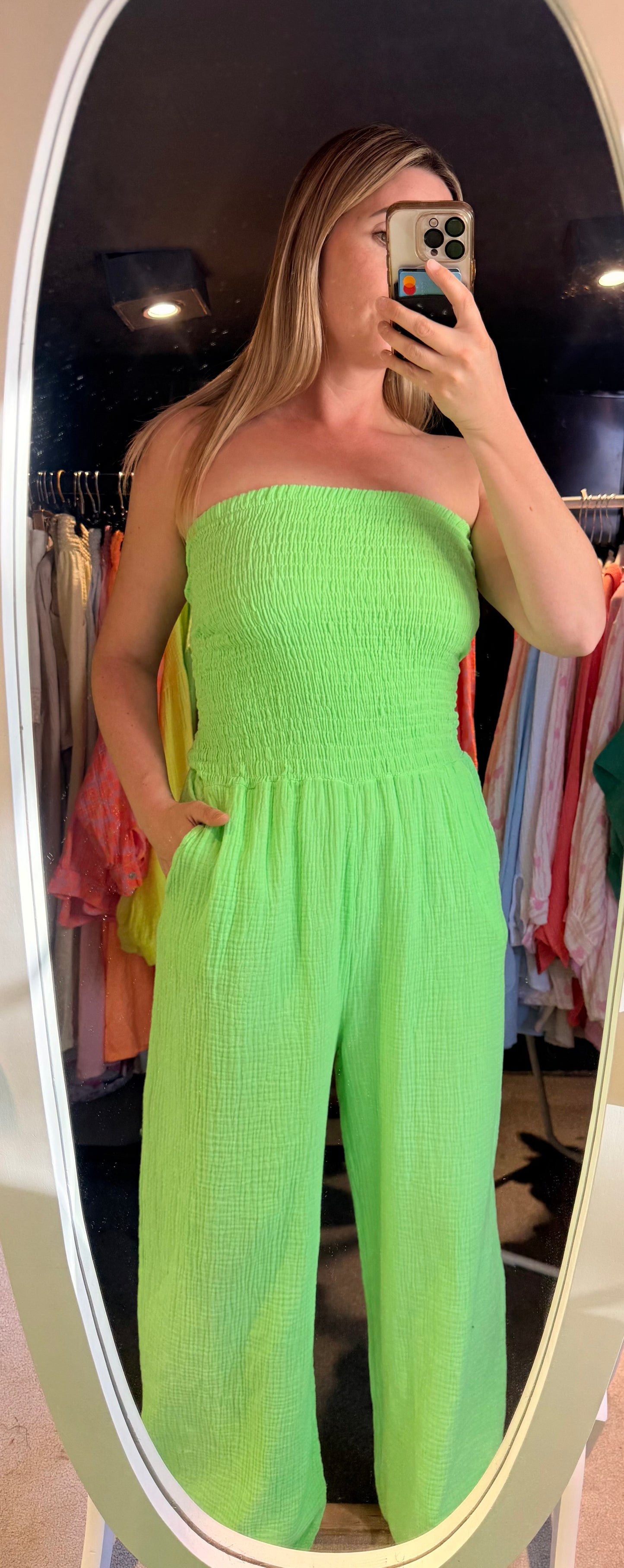 Neon acid wash cheesecloth jumpsuits