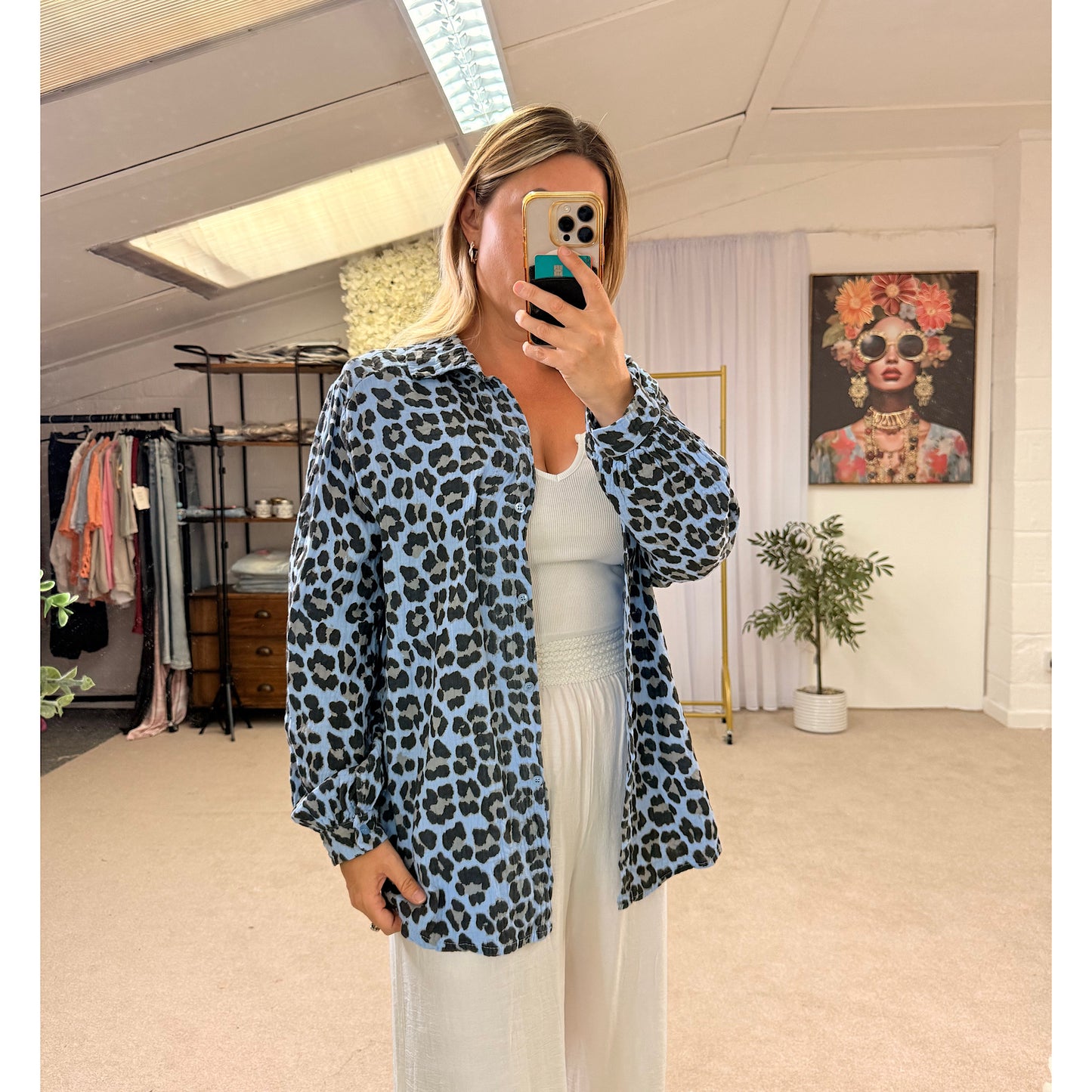 Sky Leopard Cheesecloth Shirt ⭐