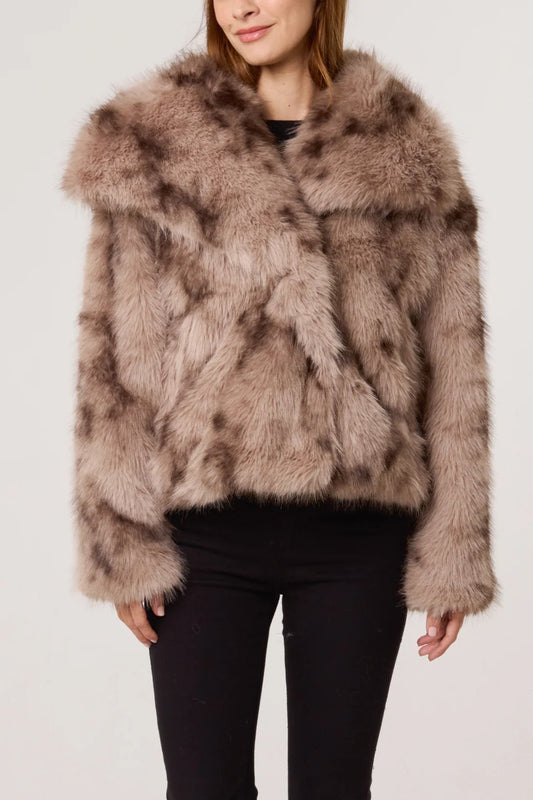 Mocha faded faux fur coat