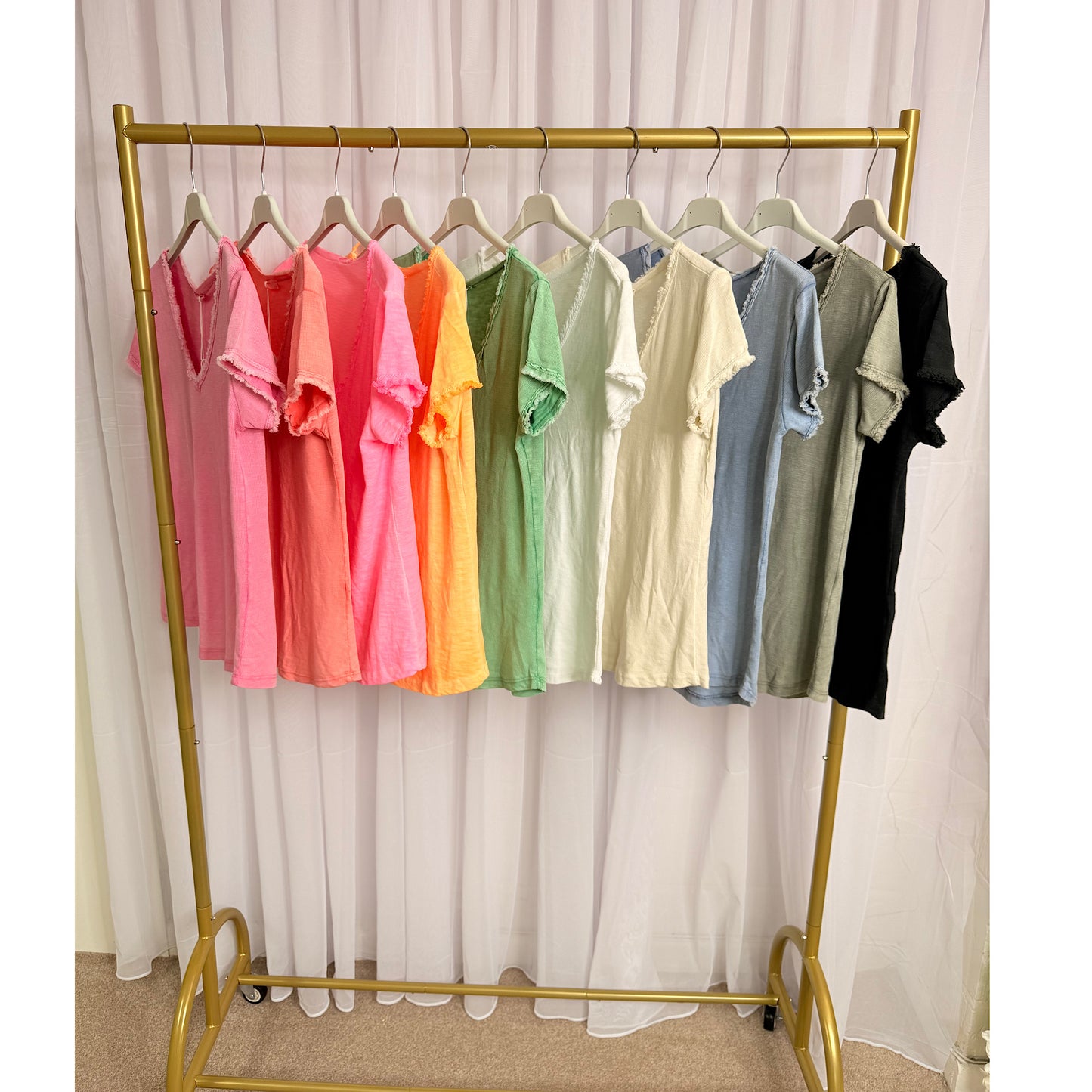 Frayed hem cotton t shirts