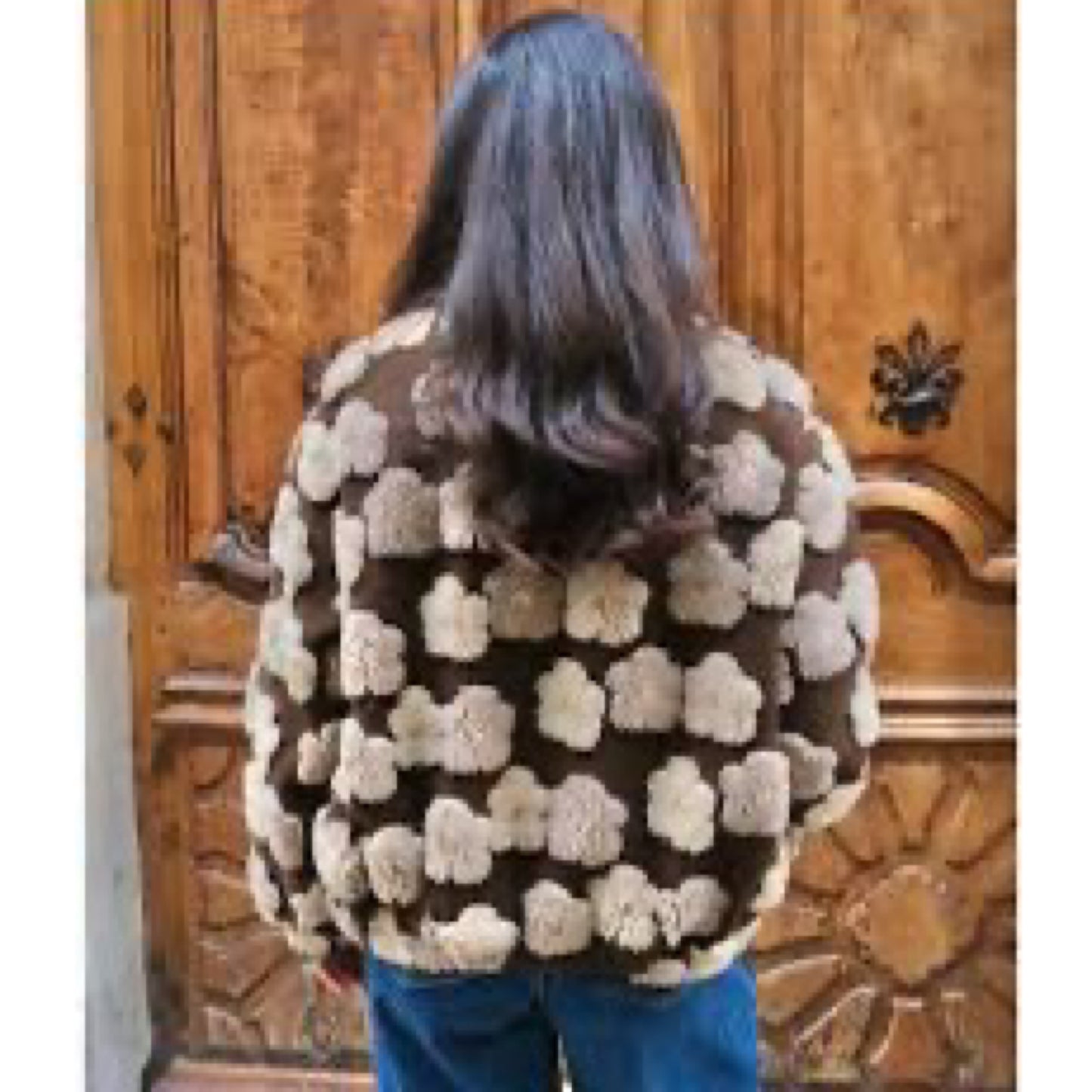 Flower shearling jacket