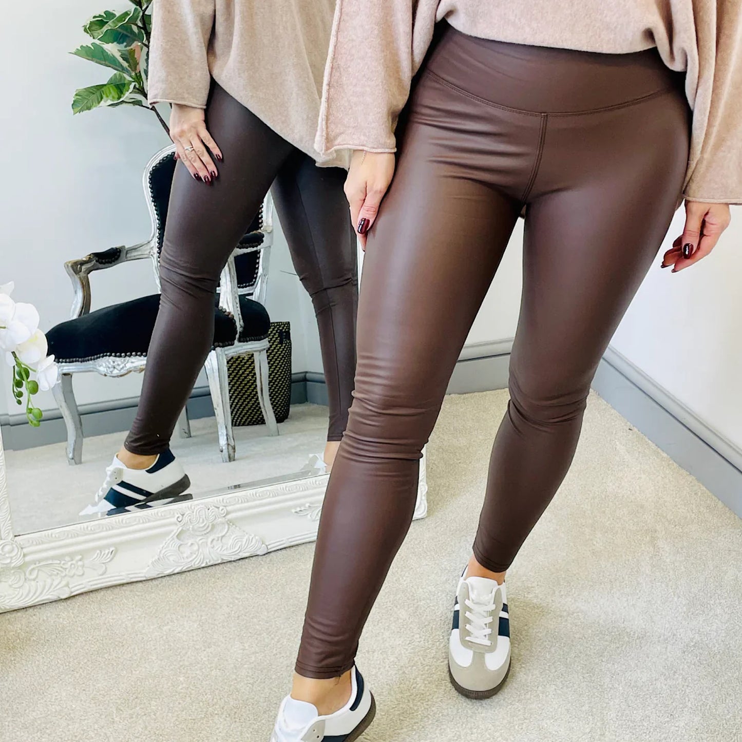 Sleek Pu energy leggings High waist choco