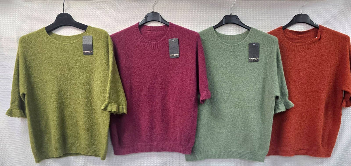 Baby Alpaca Wool Blend Frill Sleeve Top