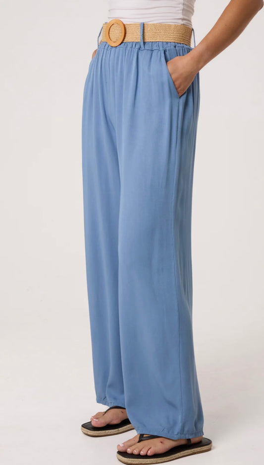 Belted soft touch wide leg trousers