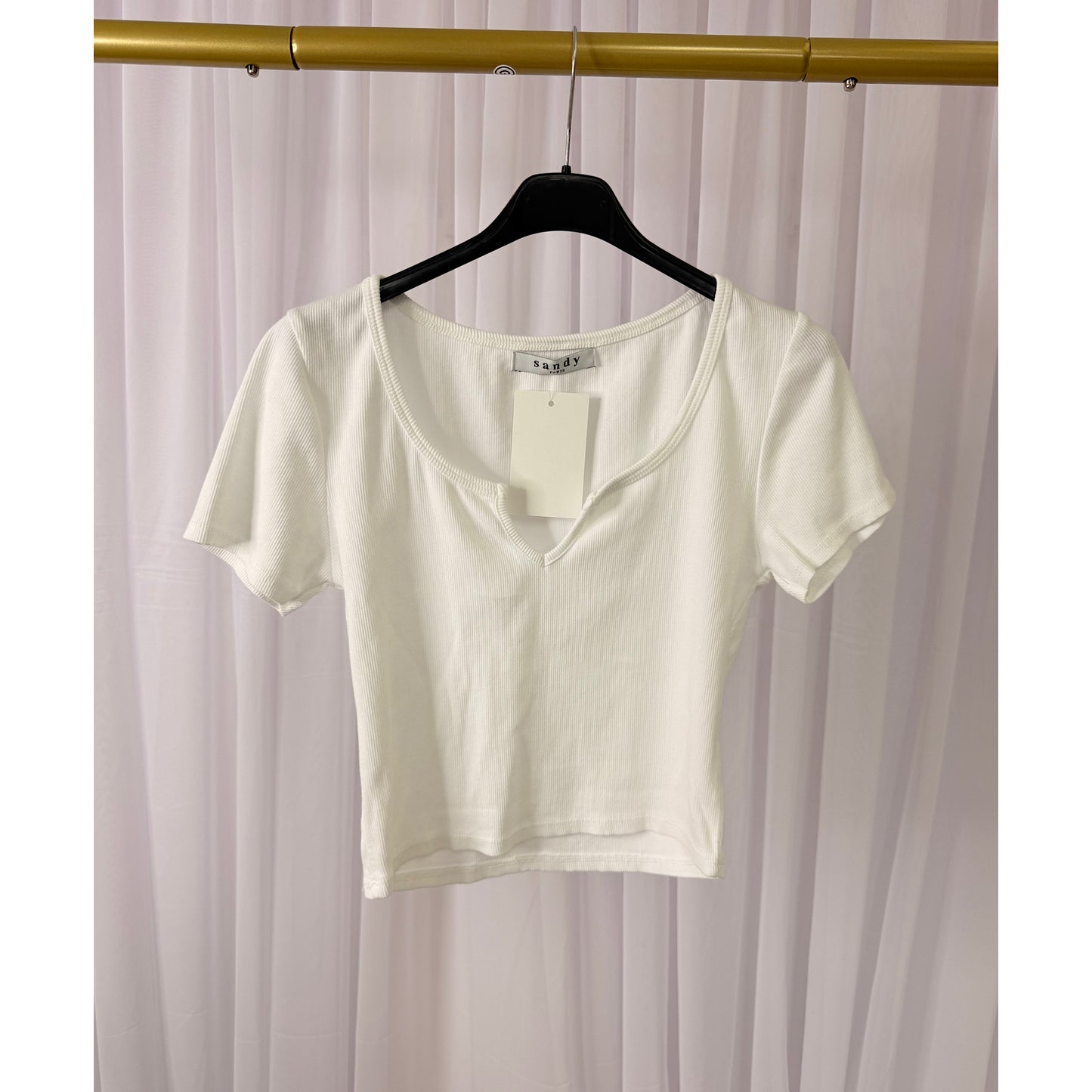 Ribbed stretchy white cotton crop top