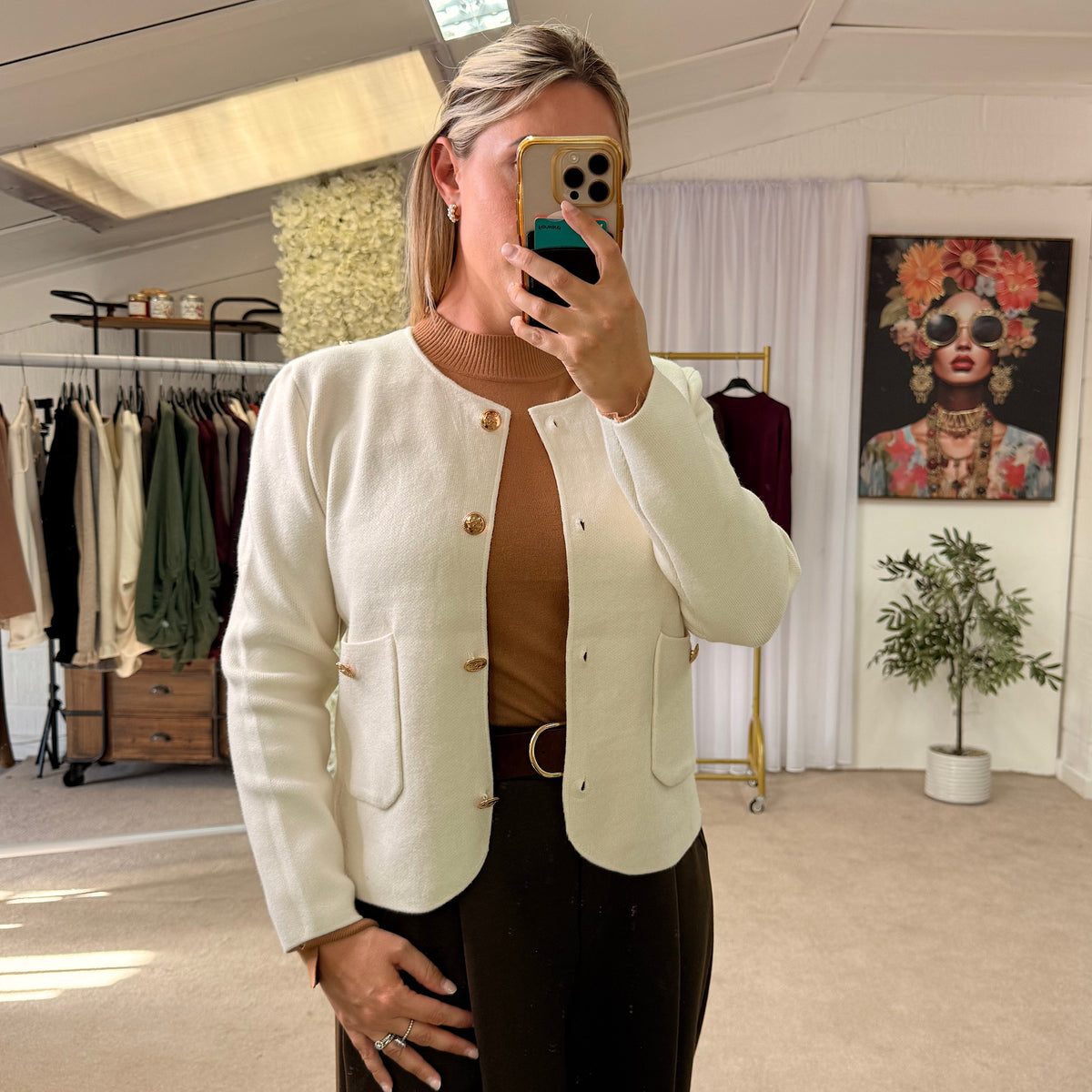 Sienna gold button cardigan