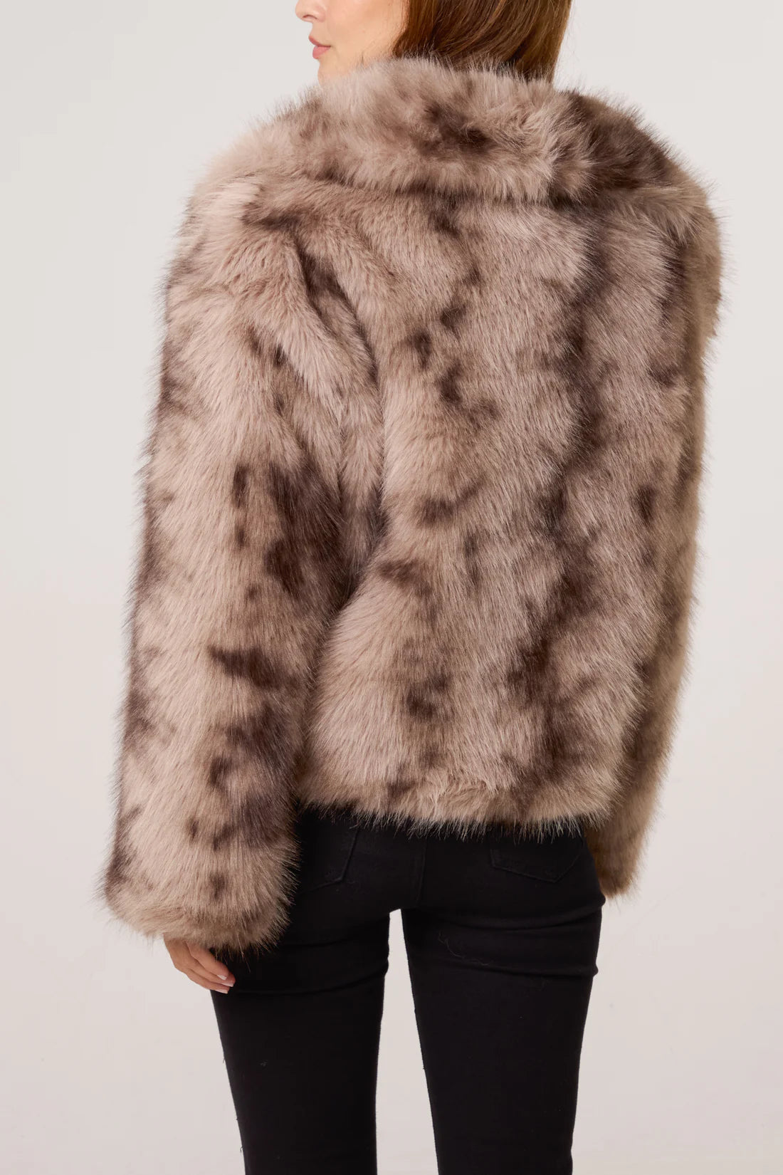 Mocha faded faux fur coat