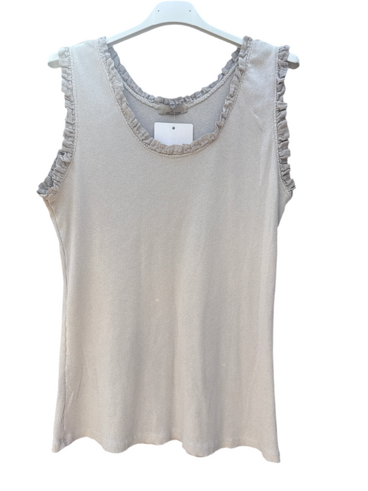 Frill hem ribbed cotton vest