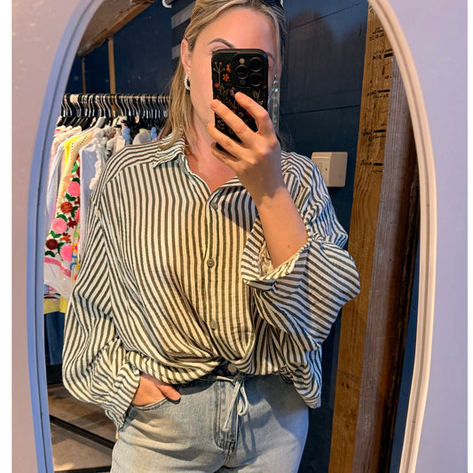 Exclusive 100% oversized striped Cotton gauze shirts