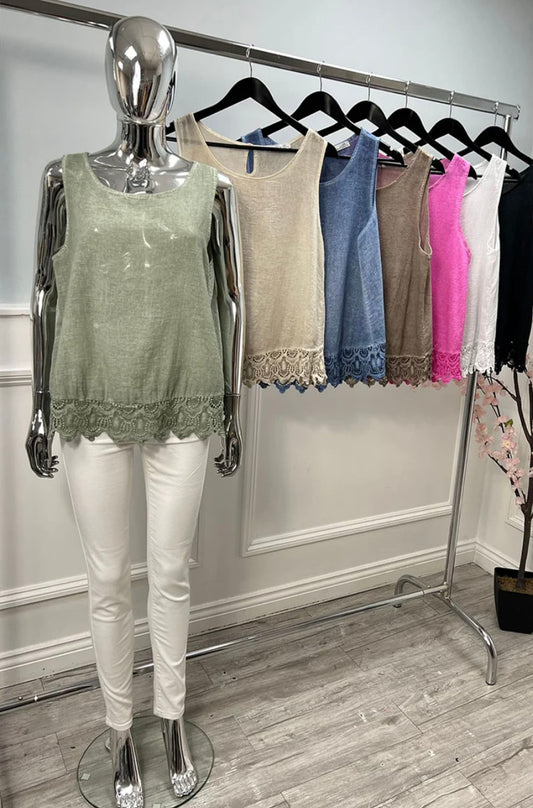 Crochet hem vest tops