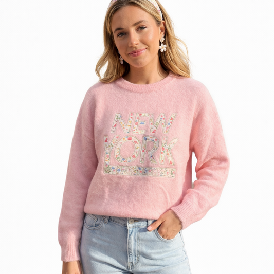 New York Script soft Embroidered jumpers