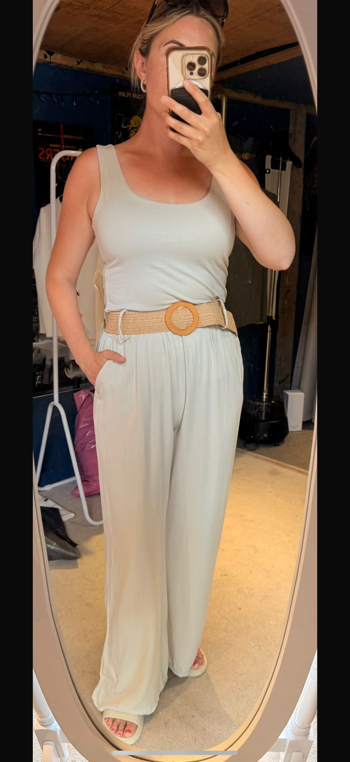 Belted soft touch wide leg trousers