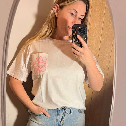 Rosé Glow Pocket T-shirt 100% cotton