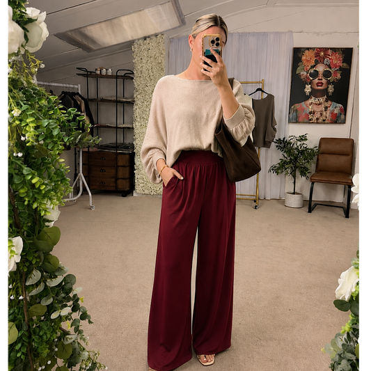Luna Soft Knit Wide Leg Trousers